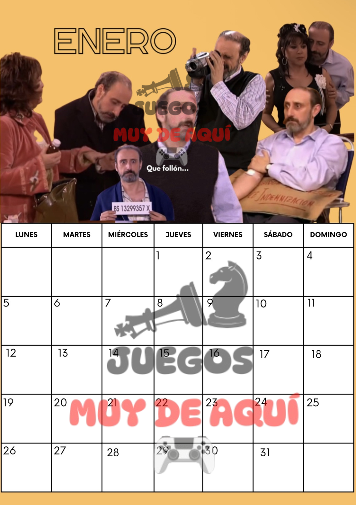 Calendario ANHQV en físico